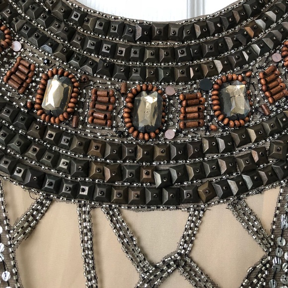 🆕 Cache Gold Sequin Embellished Cocktail Dress - Picture 3 of 8